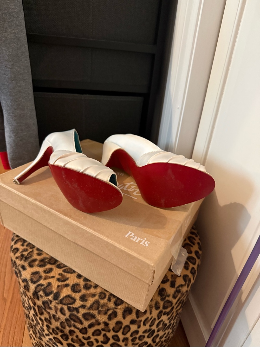 White Satin Peep-Toe Heels - Women